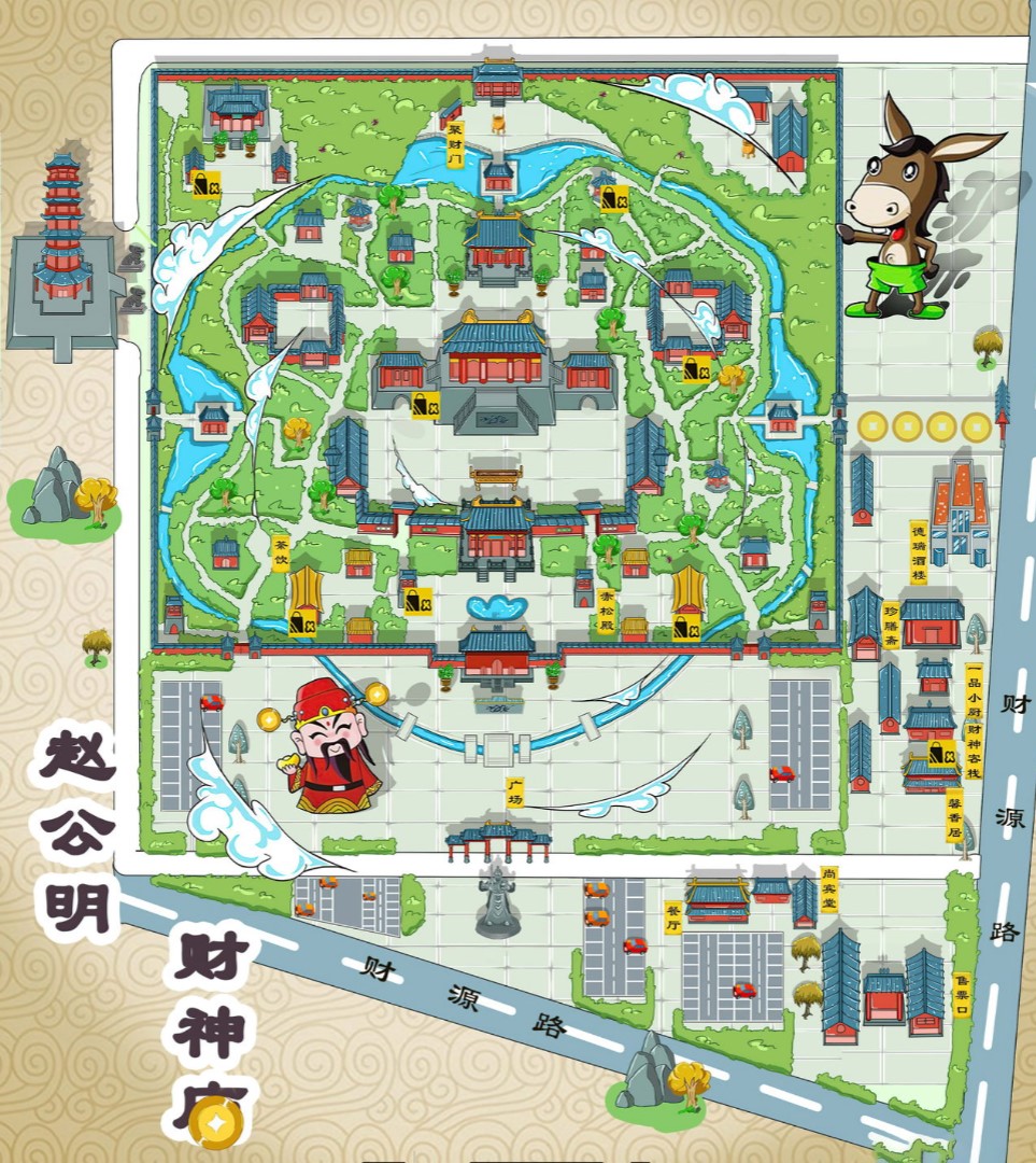 尼木寺庙类手绘地图